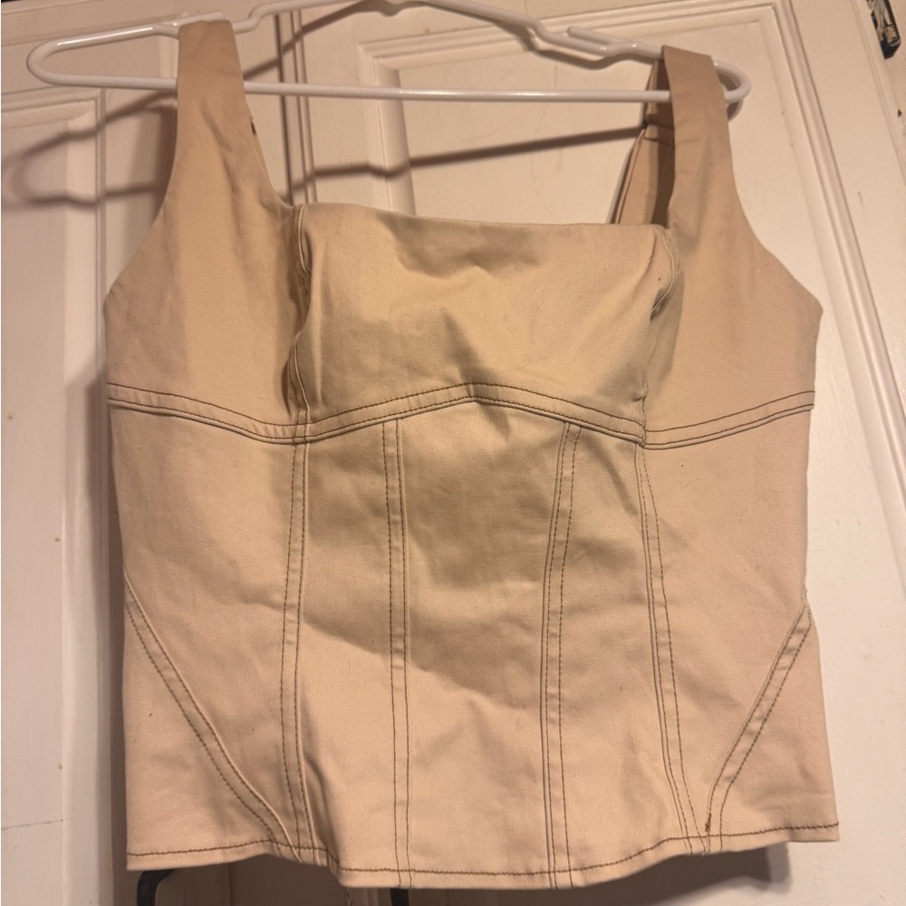 Chic Nation Beige Crop Top